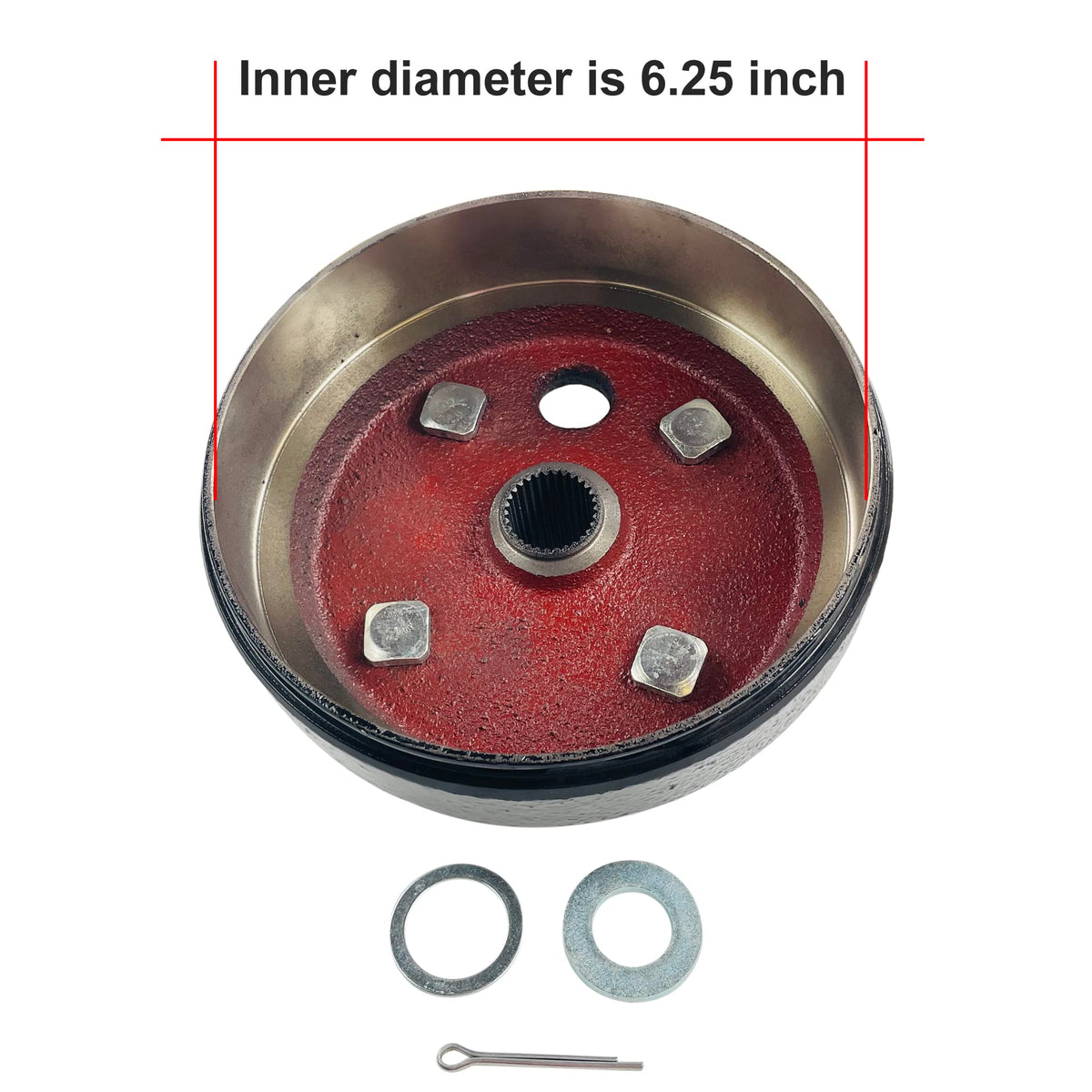 Huskey Parts Co brake hub drum fine spline ensures smooth operation on compatible EZGO models.