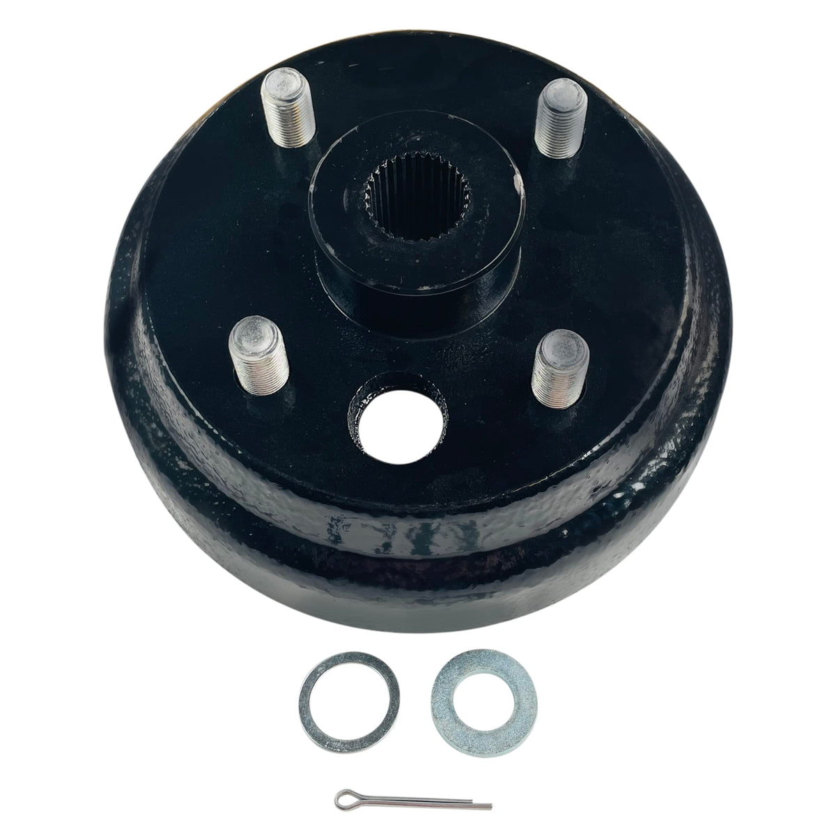 Huskey Parts Co brake hub drum powder coated finish resists corrosion and wear.