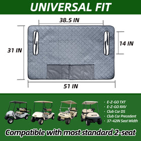 HWIUS two-passenger bench towel in use, keeps seats clean during pets' rides