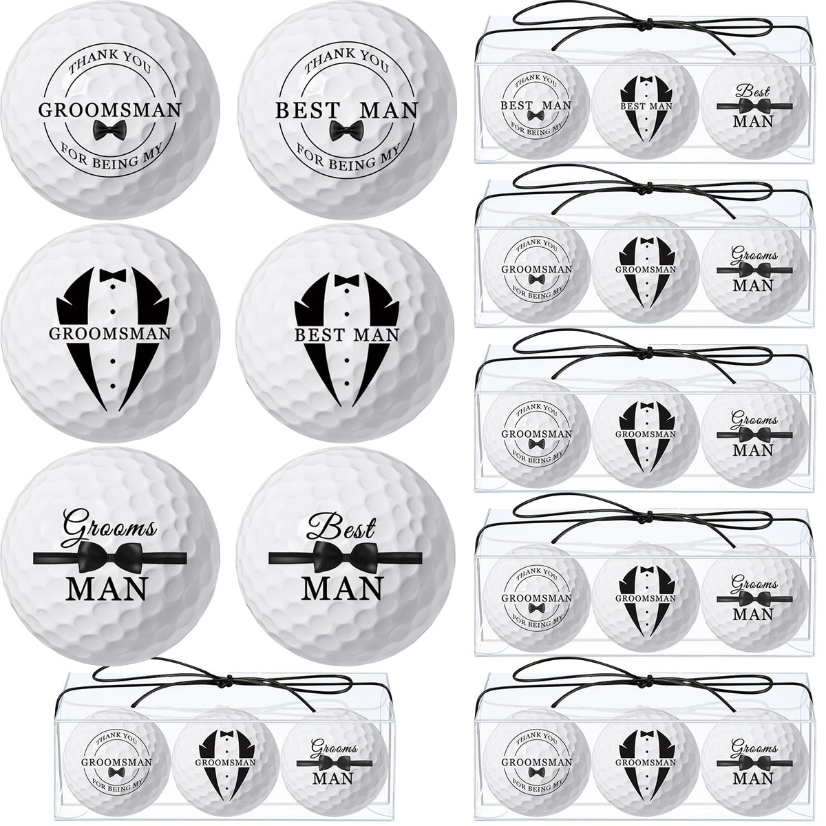 HyDren best-man gift golf balls with a sleek black-and-white design for easy gifting.