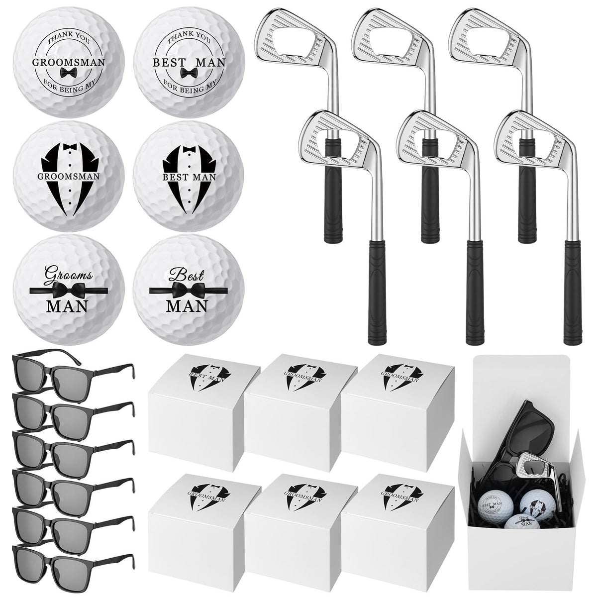 HyDren groomsmen golf balls with wedding-themed designs for gifts