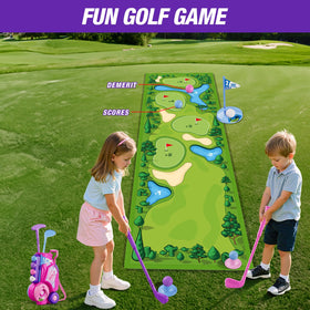 HYES putting mat with obstacles for interactive practice and play