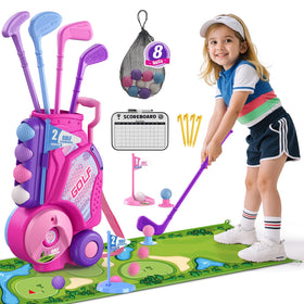 HYES toddler golf set pink bundle with balls and clubs for indoor and outdoor fun