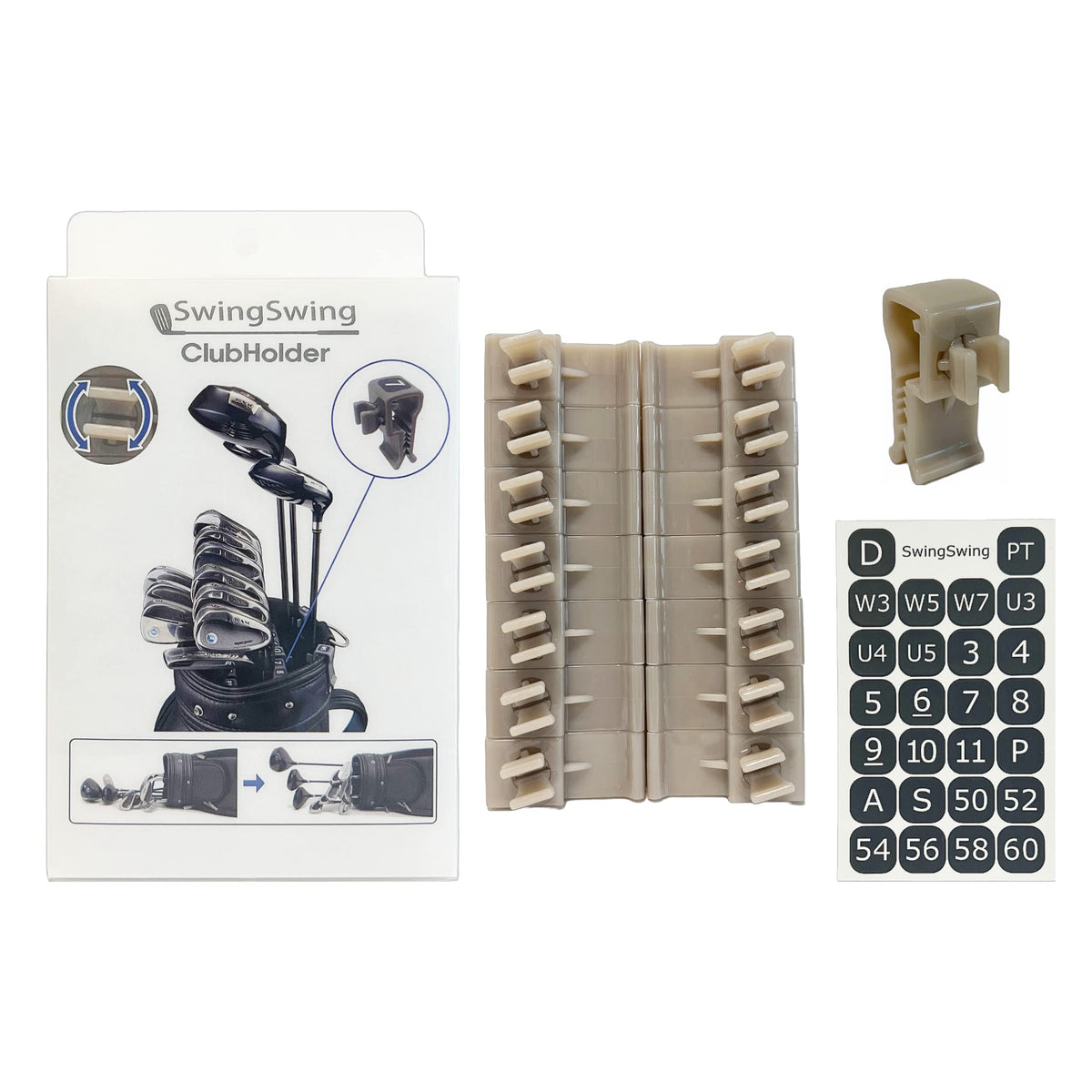HYOJATEM clip attached to caddie bag for organized, easy access.