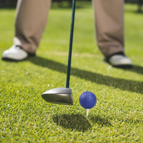 Hyuetrsa blue foam golf ball, family-friendly for space-limited training.