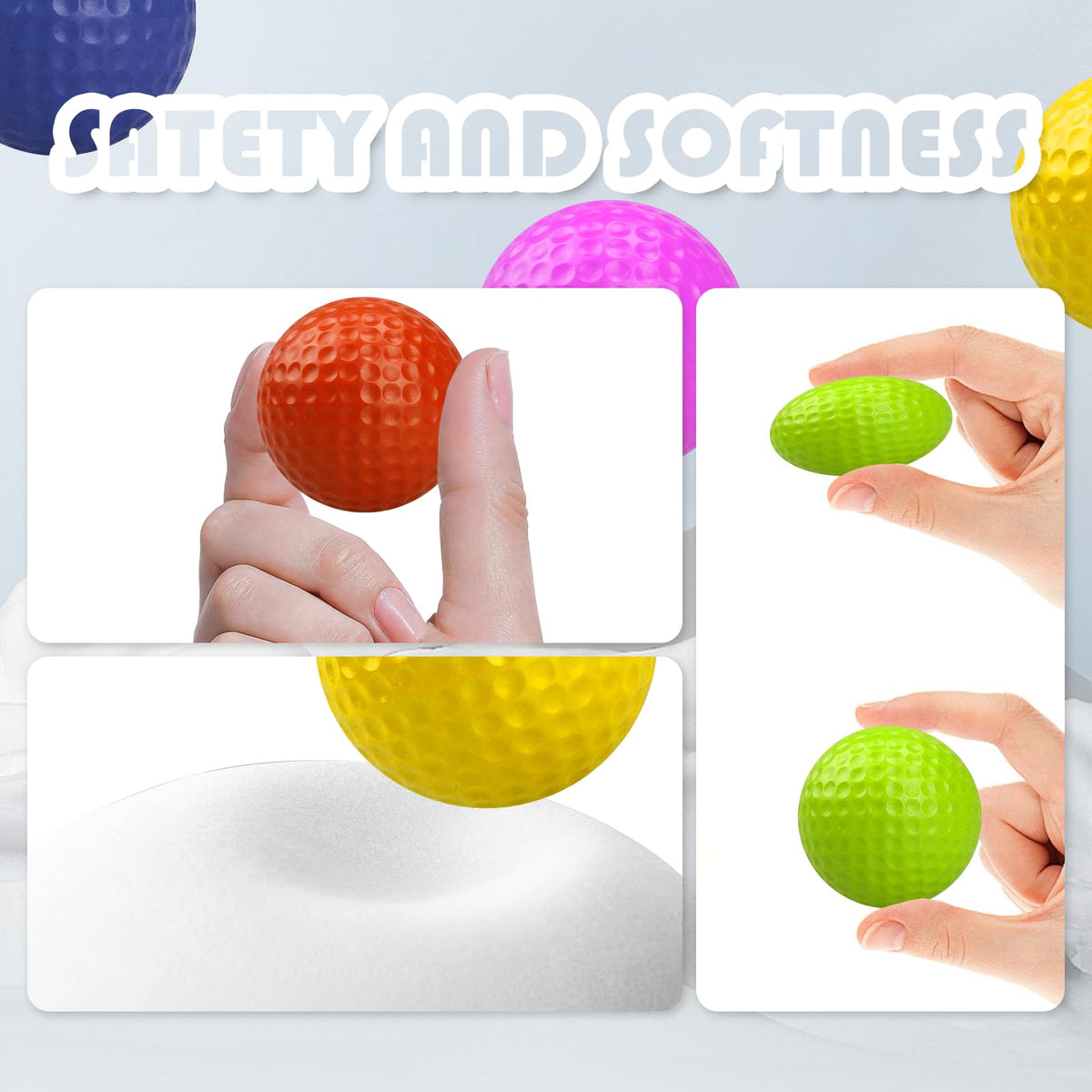 Hyuetrsa pink foam golf ball, flexible foam for quiet indoor practice.