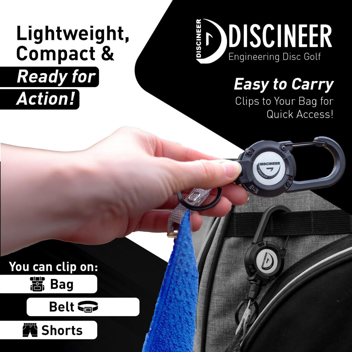 HYZER HOUND DISCS Discineer 16x16 inch towel with generous cleaning surface.