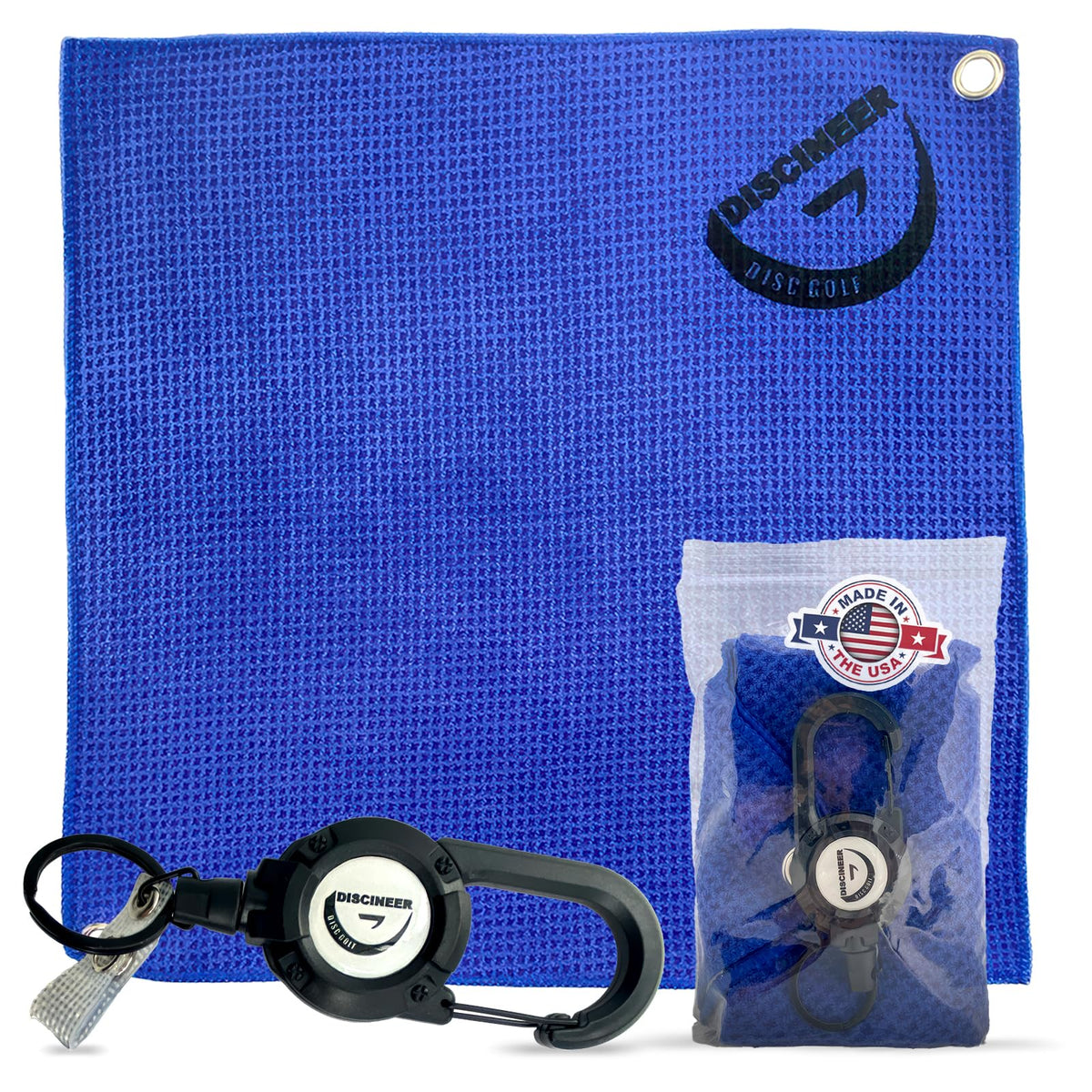 HYZER HOUND DISCS Discineer towel with clip attaches to your bag for quick on-the-go cleaning.