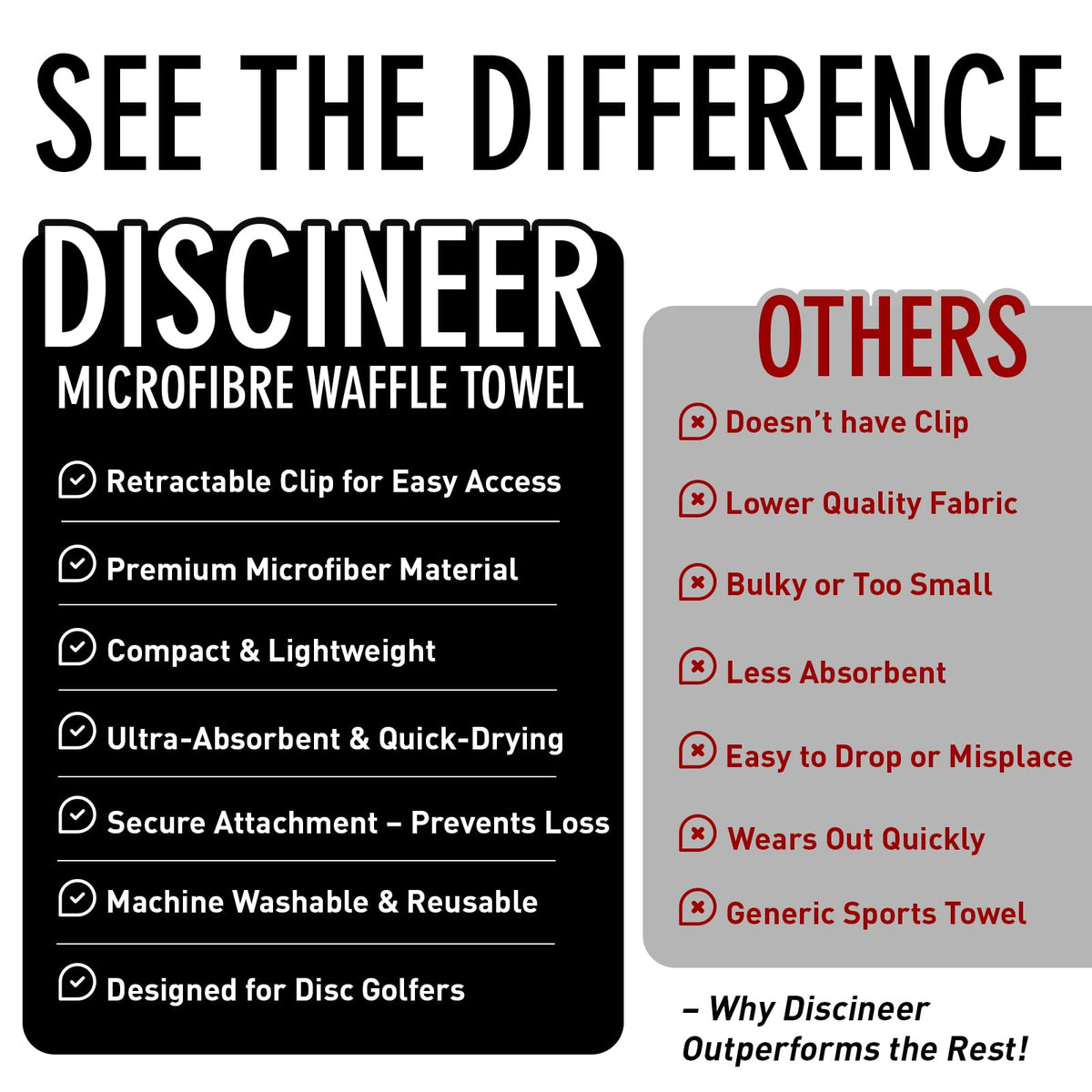 HYZER HOUND DISCS Discineer towel is machine washable for easy care.