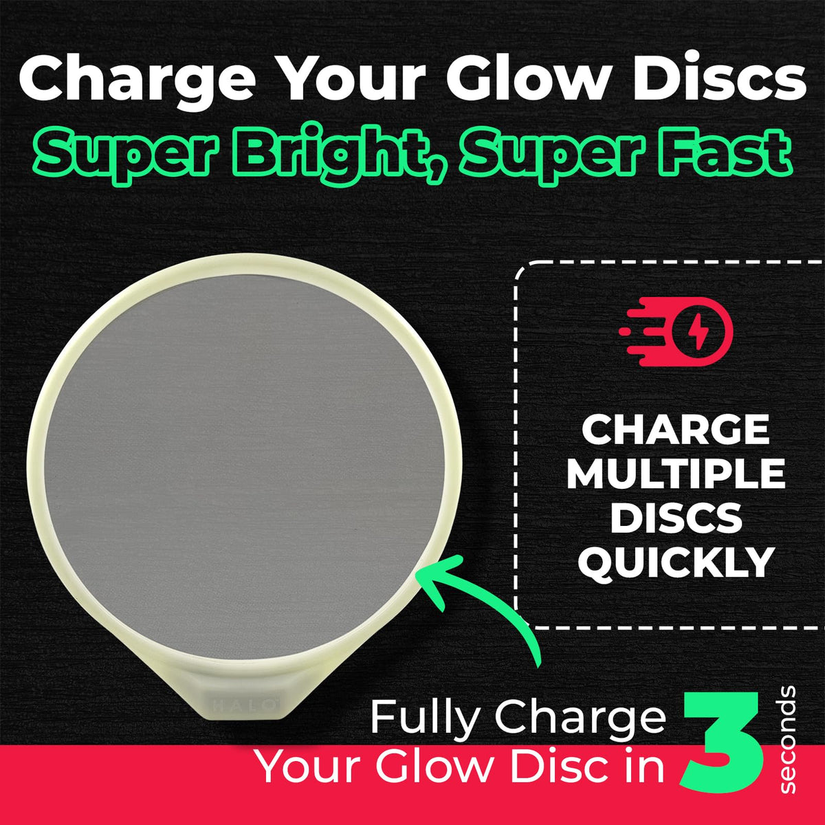 HYZER HOUND DISCS Halo Red Glow Charger remote control activation for hands-free glow.