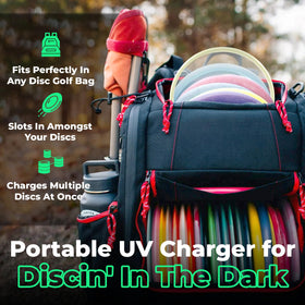 HYZER HOUND DISCS Halo Red Glow Charger USB-C recharge keeps you powered.