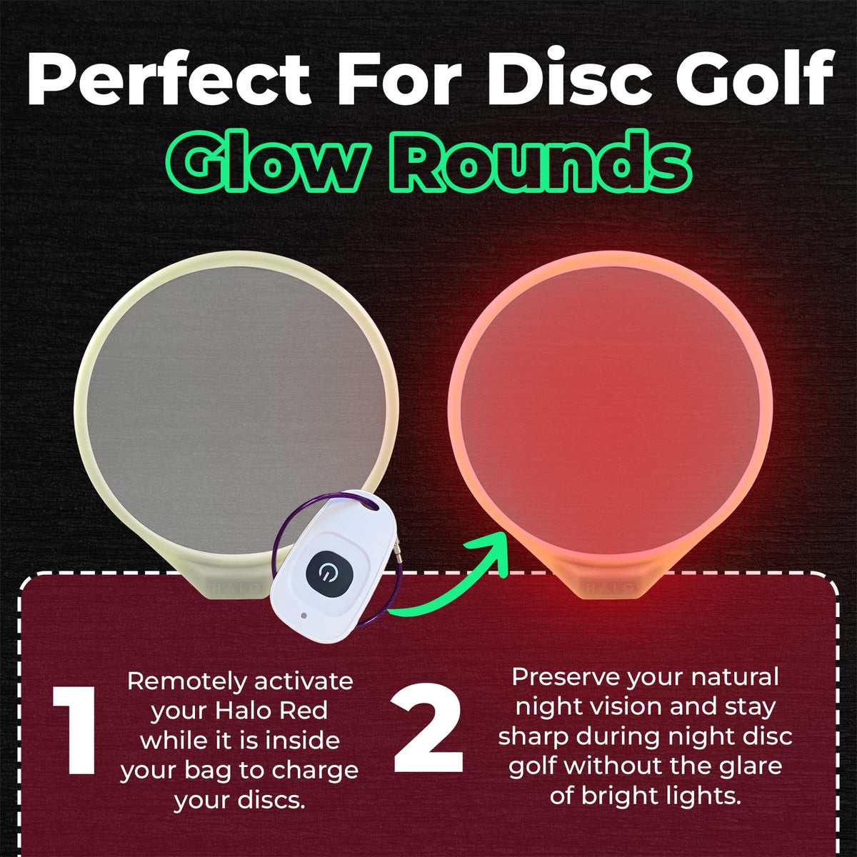 HYZER HOUND DISCS Halo Red Glow Charger UV ring activation boosts glow efficiency.