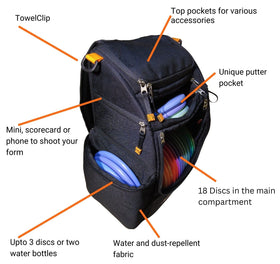 Hyzerflex ALLSTAR top view shows multiple pockets for quick gear access