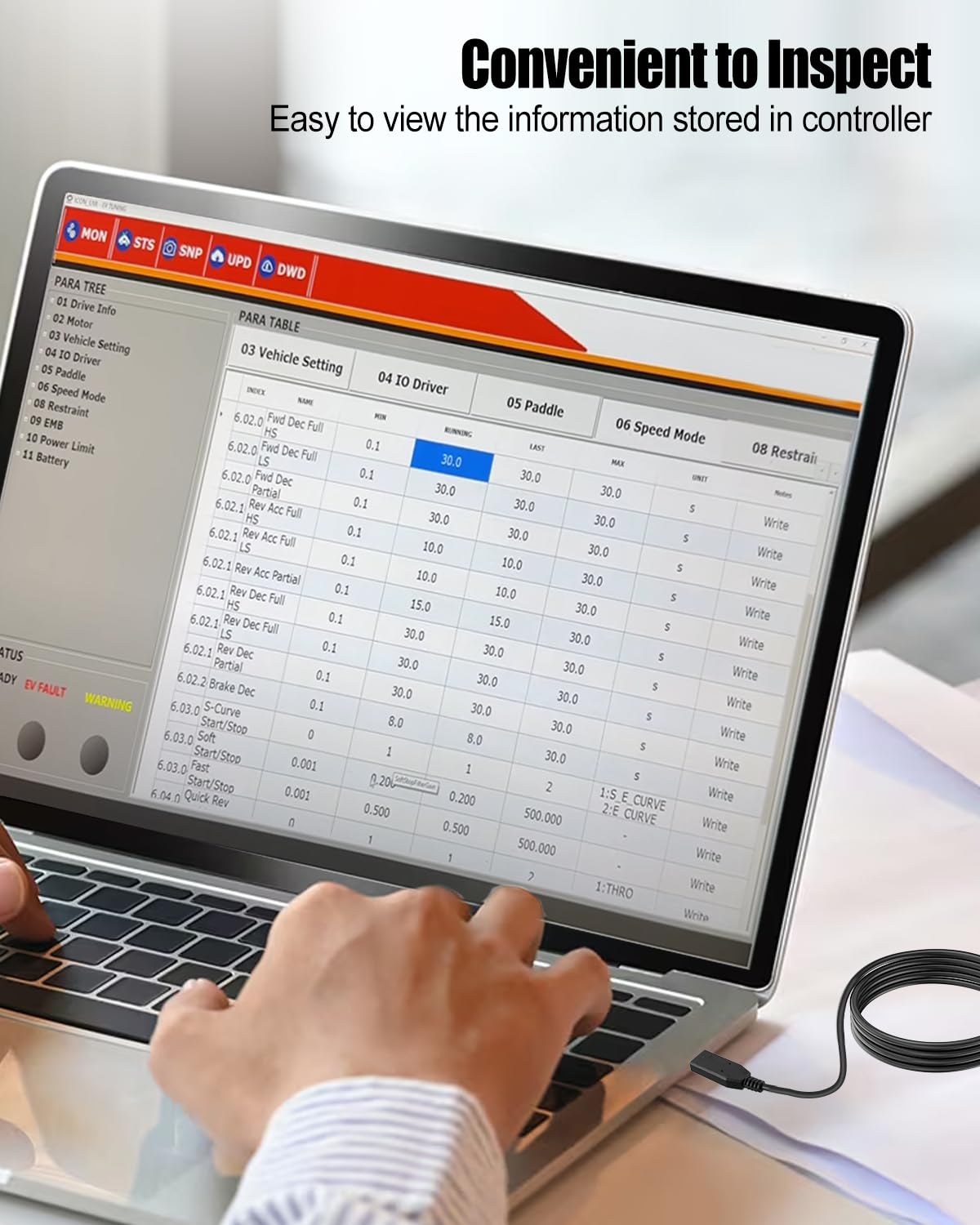 HZOTLO cable facilitates routine maintenance with quick data checks.