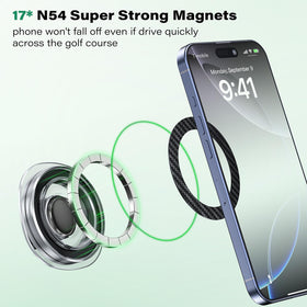 Strong magnets on ICARMOUNT hold phone firmly on uneven terrain