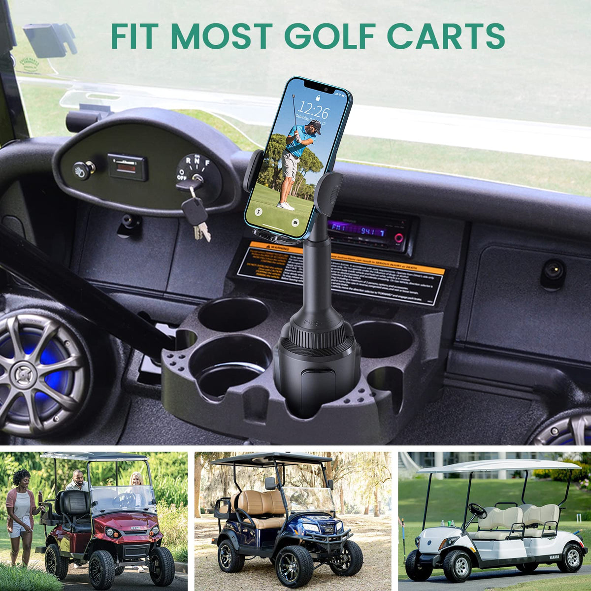 ICARMOUNT universal base expands to fit most cup holders for a stable mount