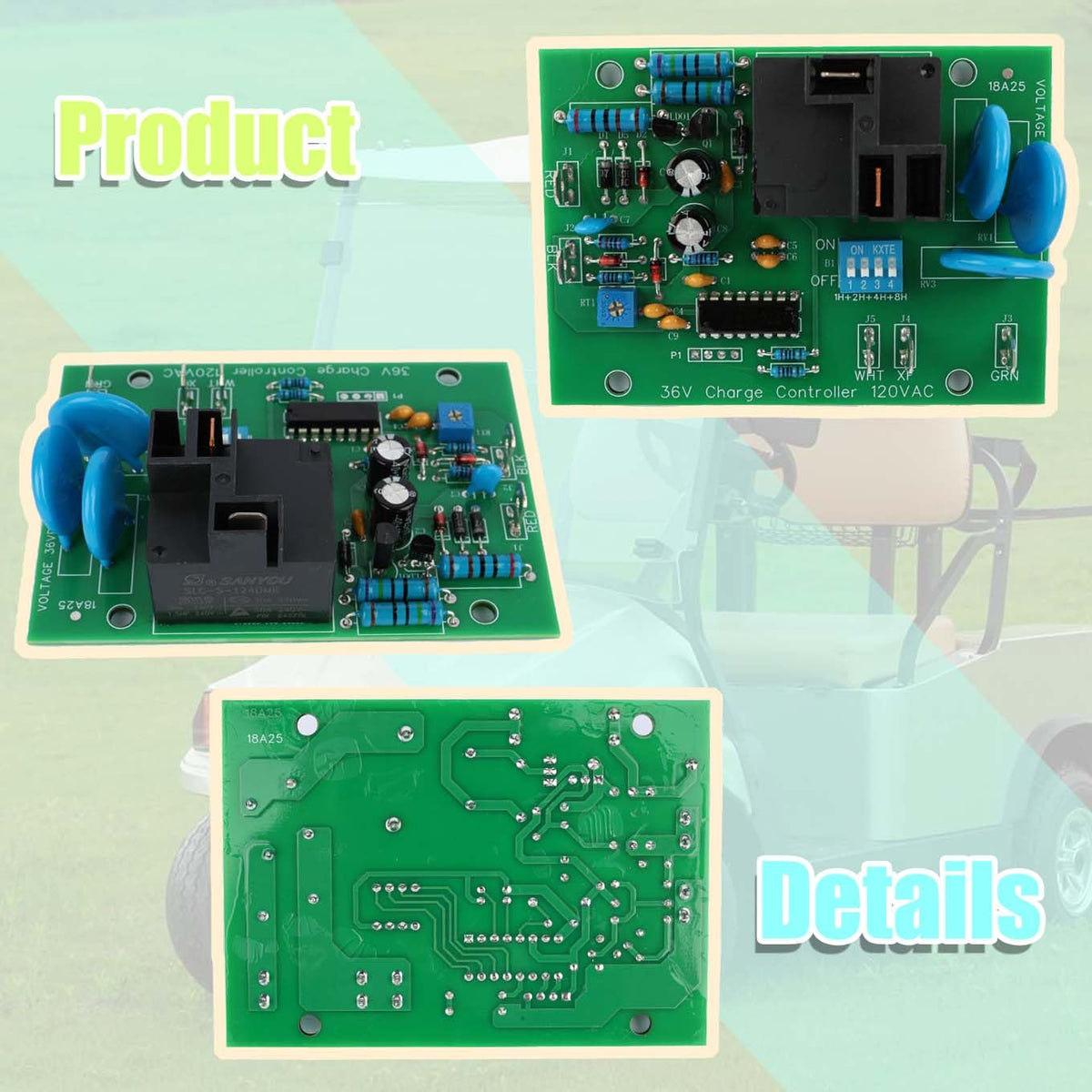 ICHEPLUS input board installed in a golf cart enabling smooth 36V charging