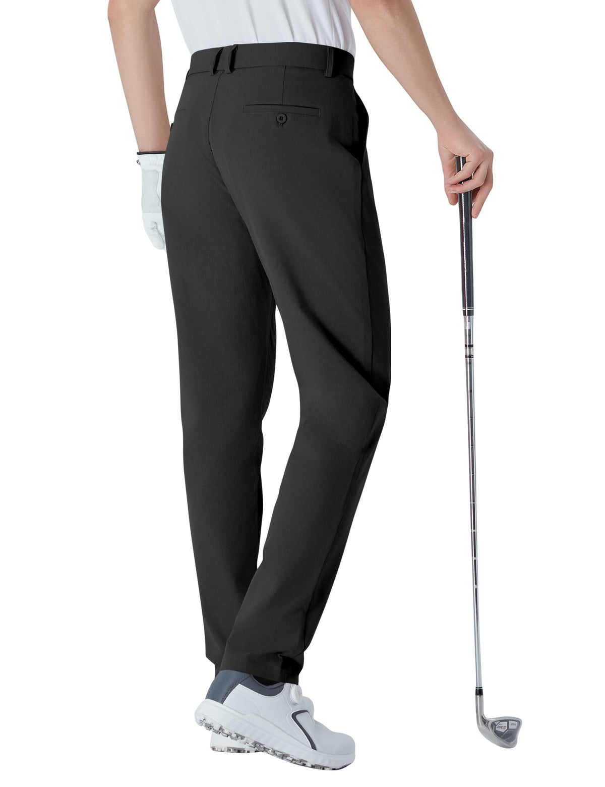 Idtswch men's tall golf pants front view shows tailored fit and belt loops.