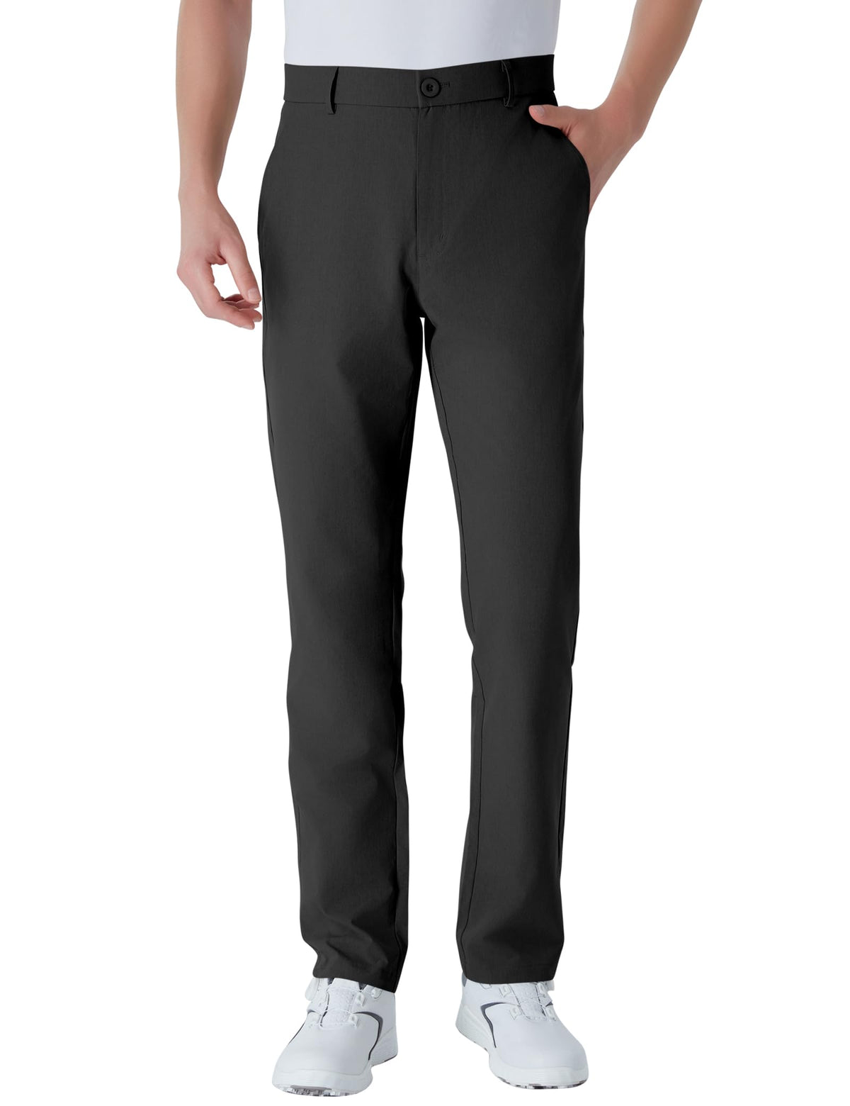 Idtswch men's tall golf pants side view highlights stretch fabric and extended inseam.
