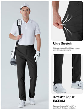 Idtswch men's tall golf pants water-repellent finish protects against light rain.