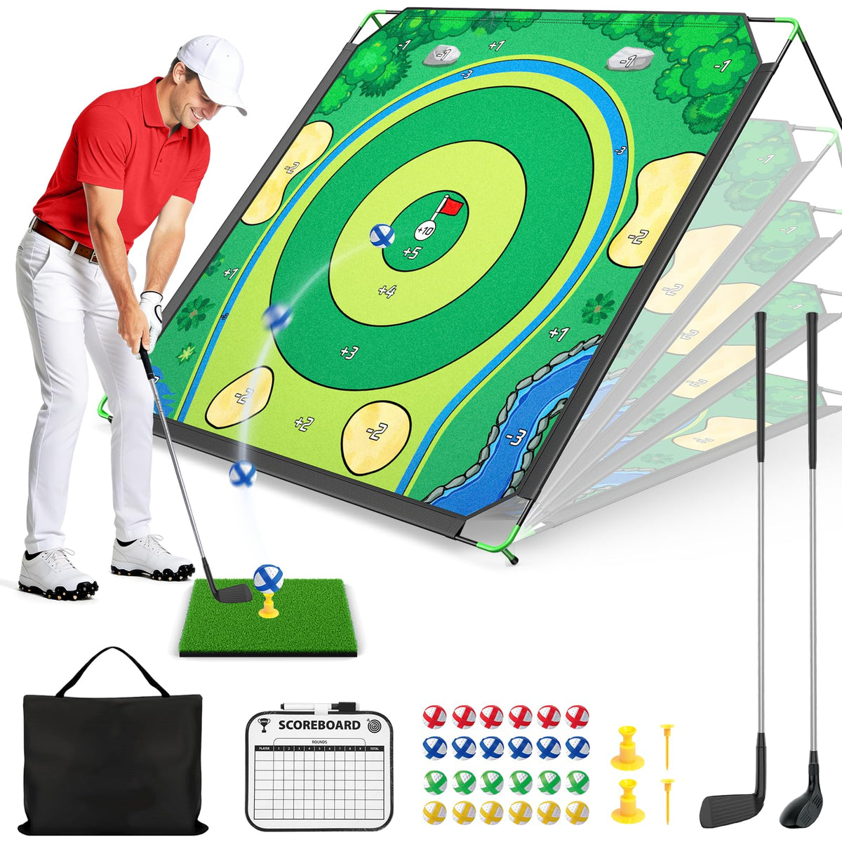 IGRL golf chipping mat 6x6ft for realistic practice indoors or outdoors, helps build consistency.