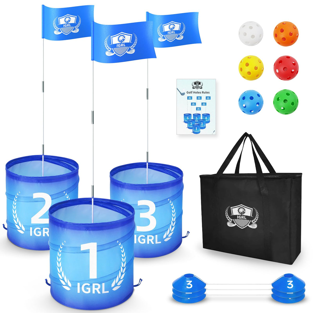 IGRL Golf Yard Game 3-holes setup for quick backyard fun