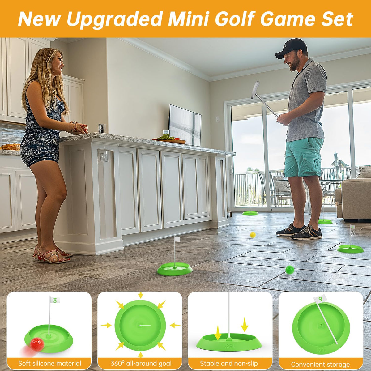 IGRL Mini Golf Set complete contents with flag cups and balls
