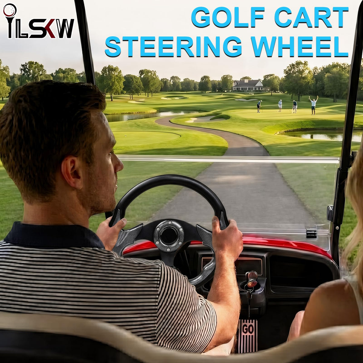 iLSKW 12.5-inch design suits EZGO Club Car Yamaha carts for better control.