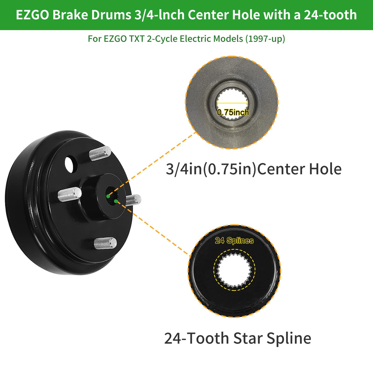 iLSKW 24-tooth star spline drum showing central 0.75 inch hole