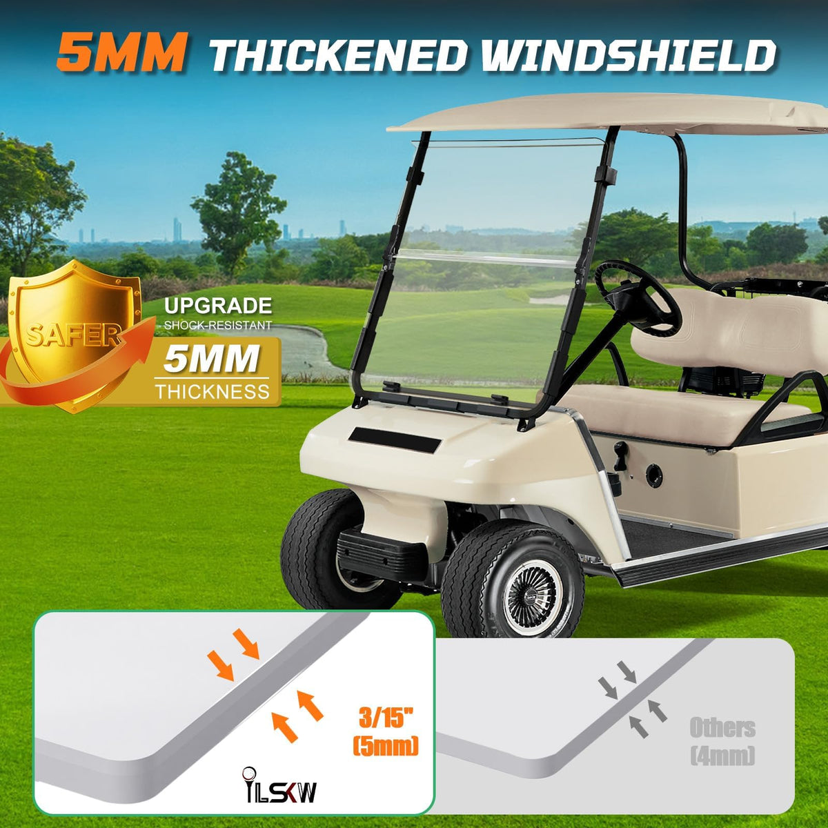 iLSKW UV-protected windshield provides glare reduction