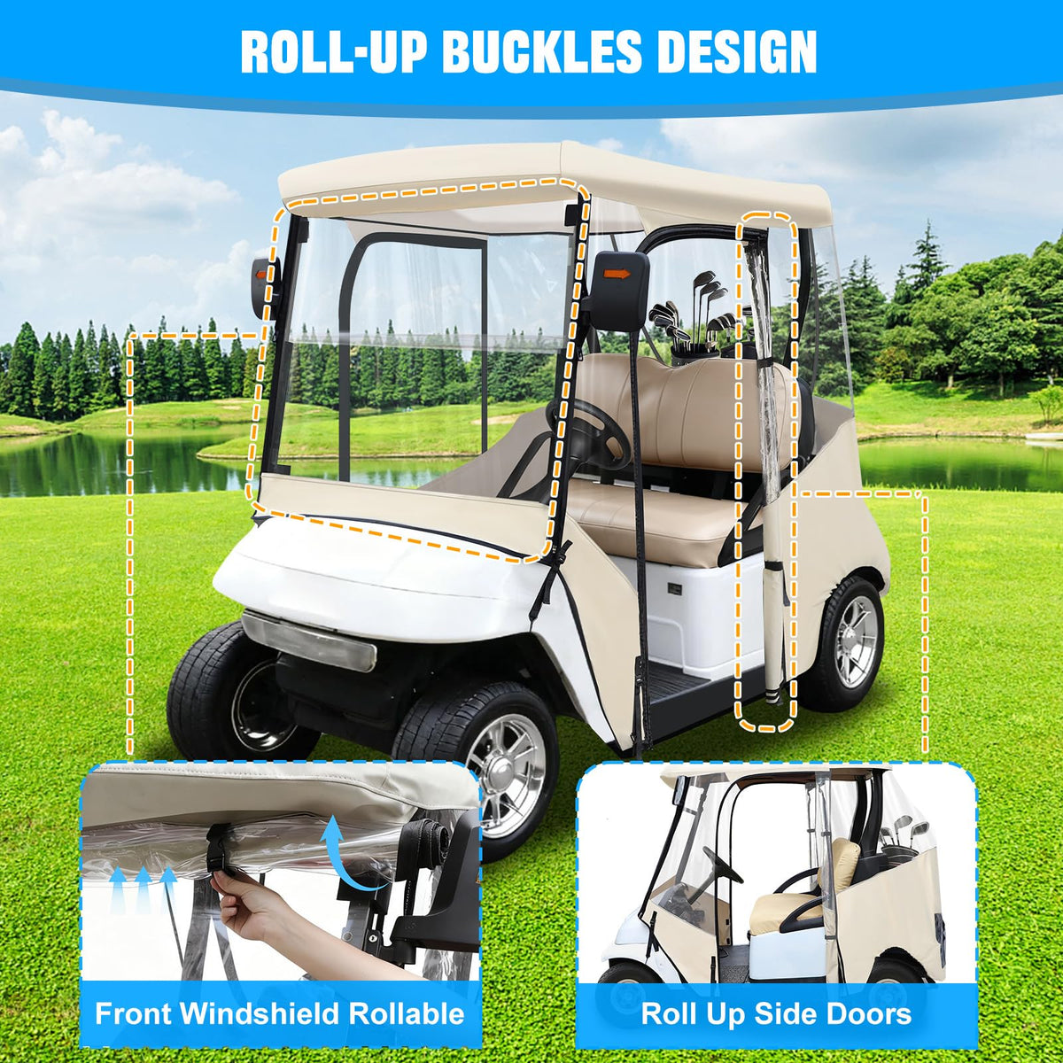 iLSKW 600D heavy-duty fabric shields EZGO TXT/RXV from rain and UV