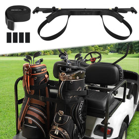 iLSKW back-seat attachment secures your golf bag on 2+2 carts.