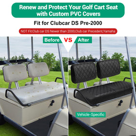 Diamond stripe design with black stitching refreshes golf cart interior