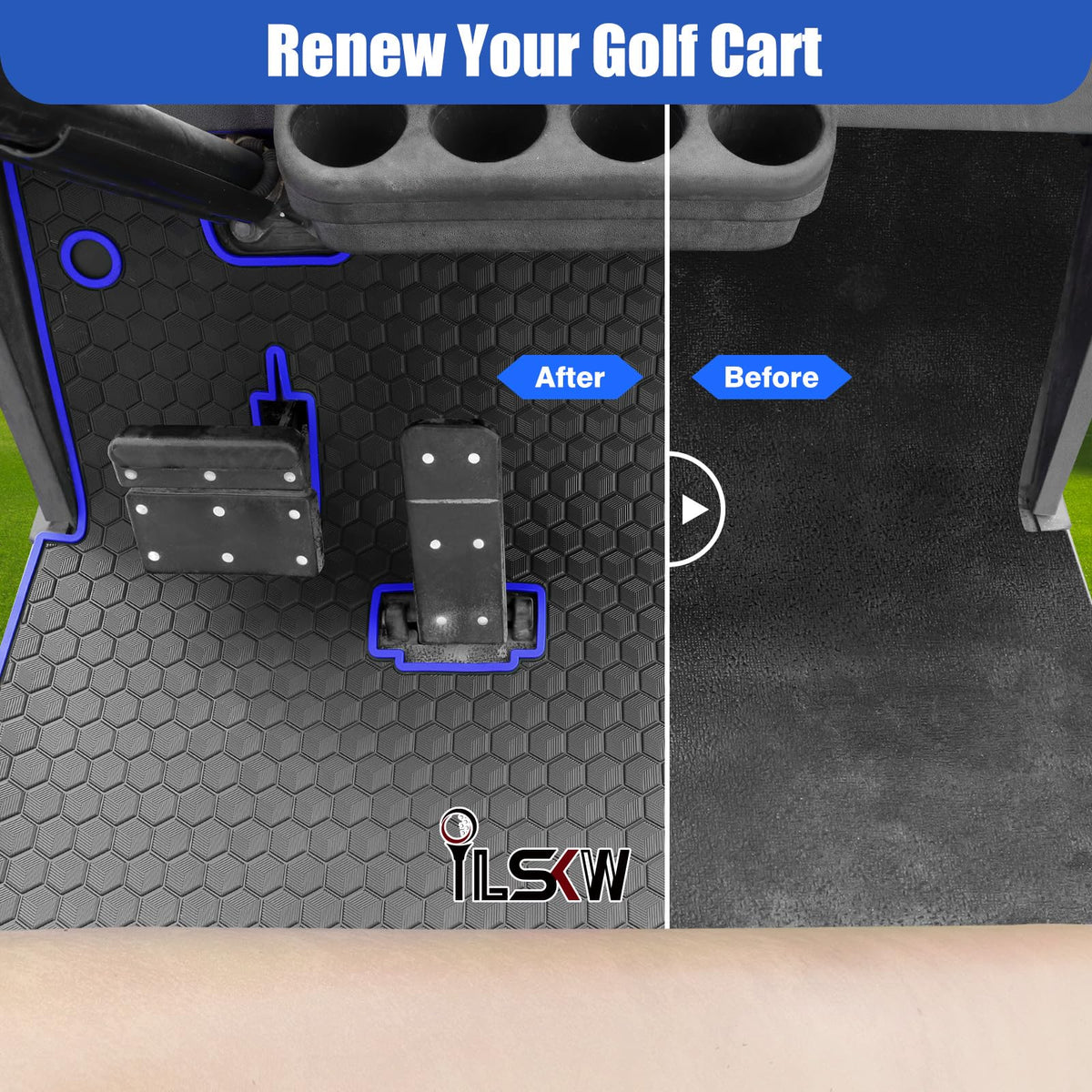 ILSKW EZGO TXT deep cubic pattern traps dirt and keeps the cabin dry.