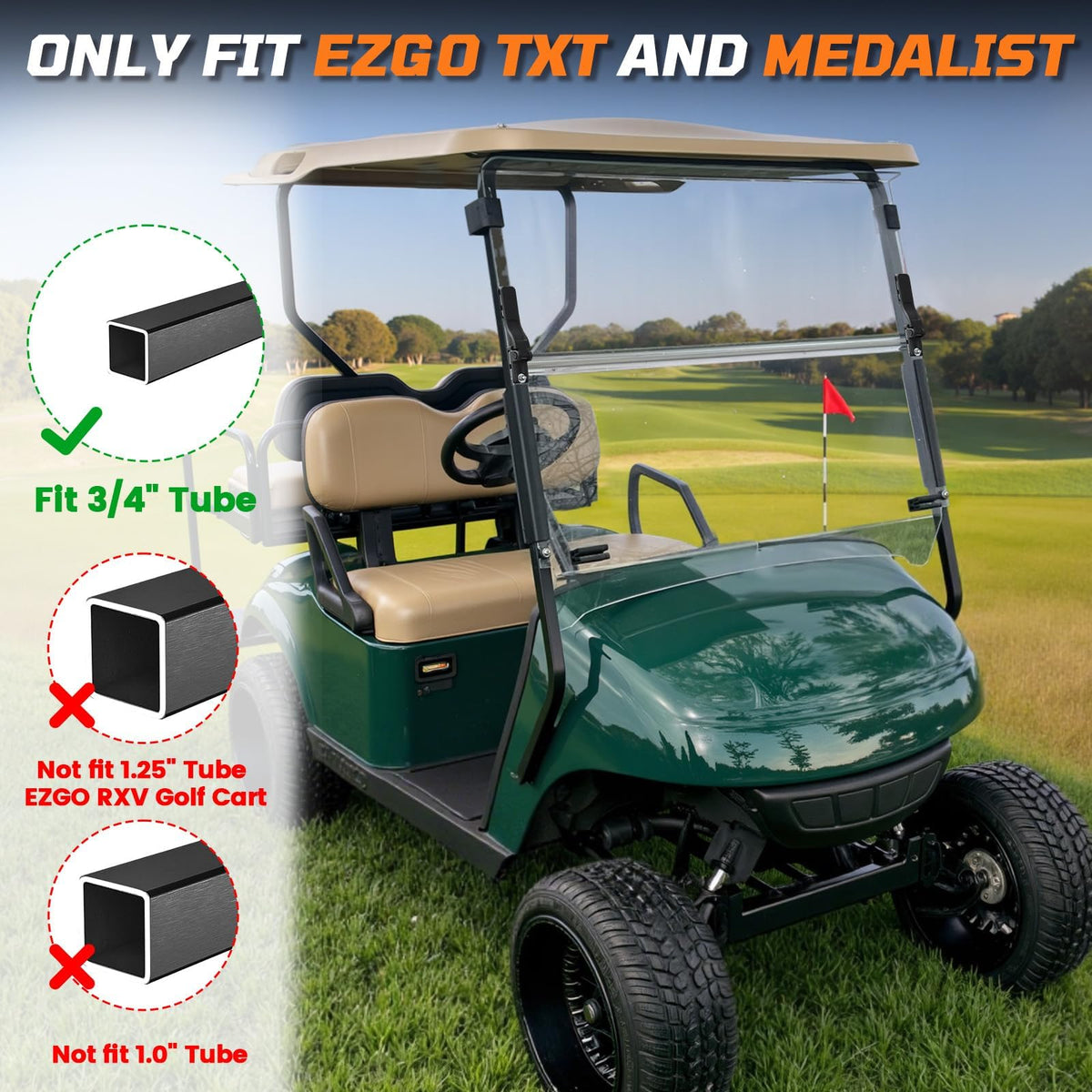 EZGO TXT/Medalist windshield compatibility with 1995-2013 models by iLSKW
