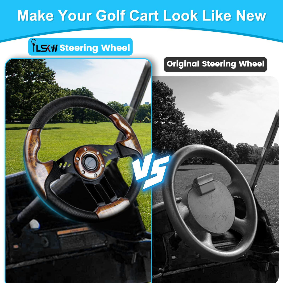 iLSKW EZGO TXT/RXV compatible wheel enhances steering comfort