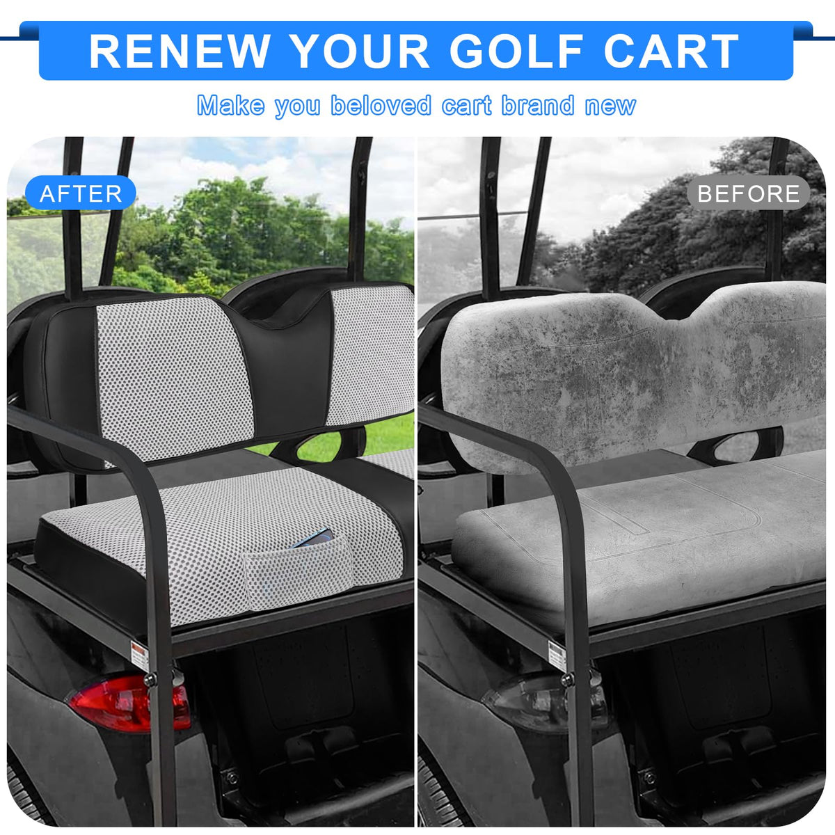 iLSKW backrest cover for golf carts featuring stylish mesh design