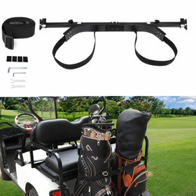 iLSKW golf cart bag holder bracket attached to rear seat securely holding bags for easy access