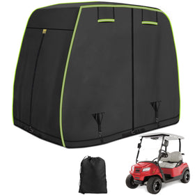 iLSKW golf cart cover 4-passenger assembled offers secure outdoor protection.