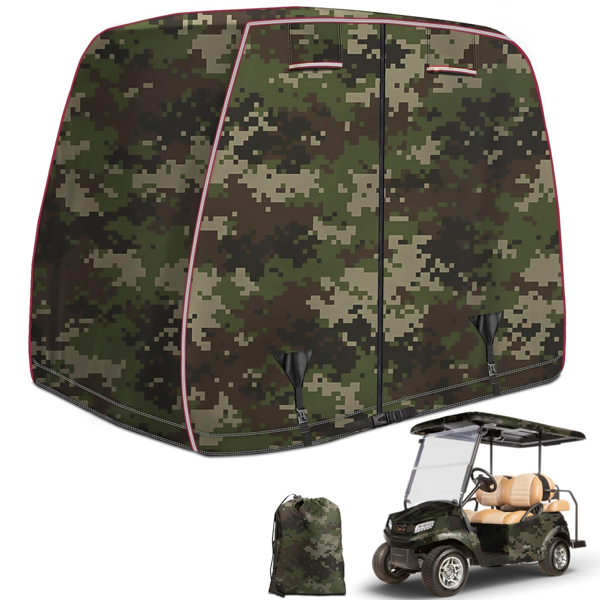 iLSKW 4P golf cart cover front view protects EZGO, Club Car, Yamaha carts from weather