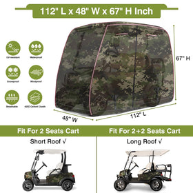 iLSKW 4P cart cover side view shows waterproof zipper doors for easy access