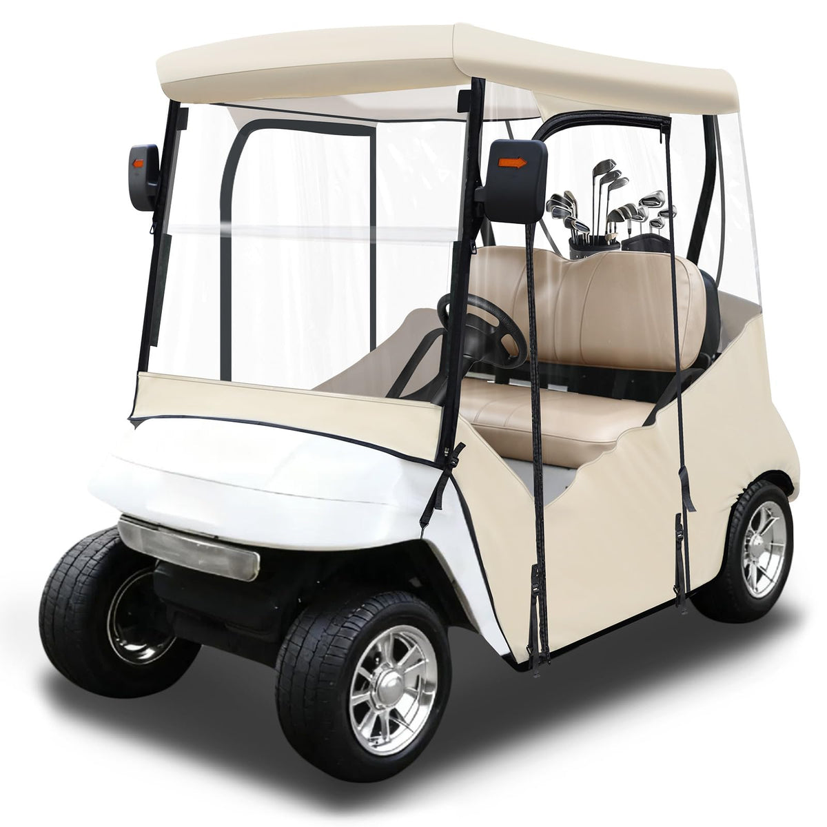 iLSKW golf cart enclosure for EZGO TXT/RXV with 2-passenger focus and weatherproof protection