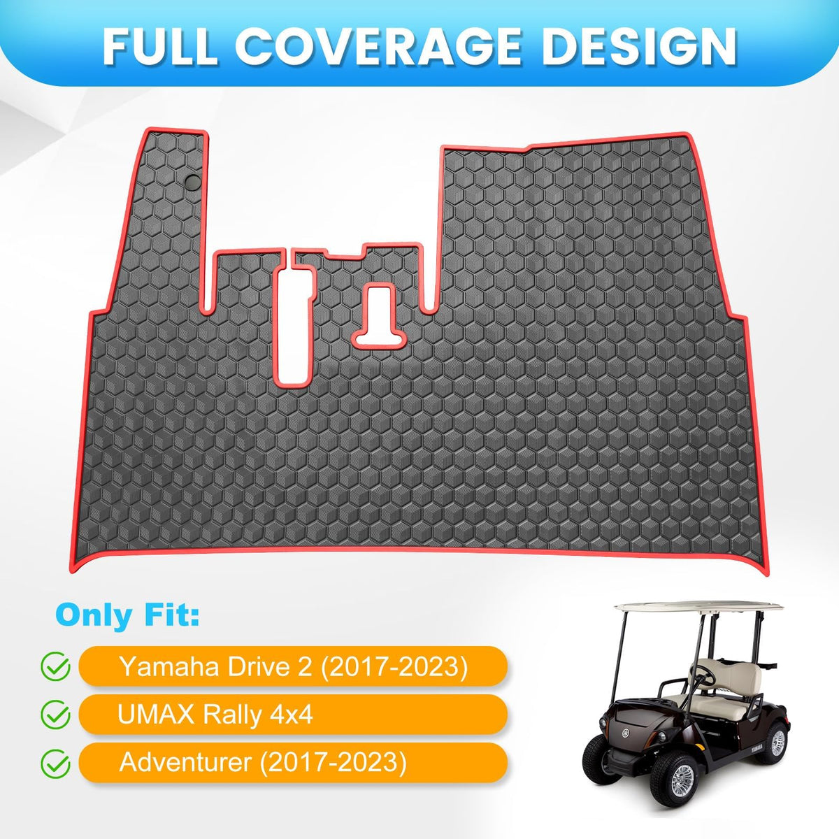 iLSKW golf cart floor mat features a 3D cube pattern for grip and dirt resistance
