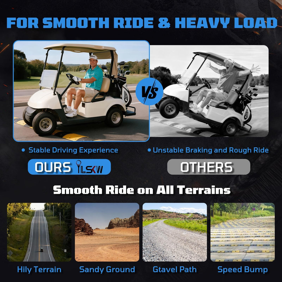 iLSKW Yamaha G29 passenger-side front shock enhances stability under load.