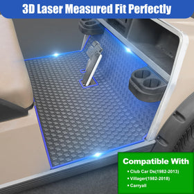 iLSKW golf cart mat blue-trim adds style while protecting the cabin floor.