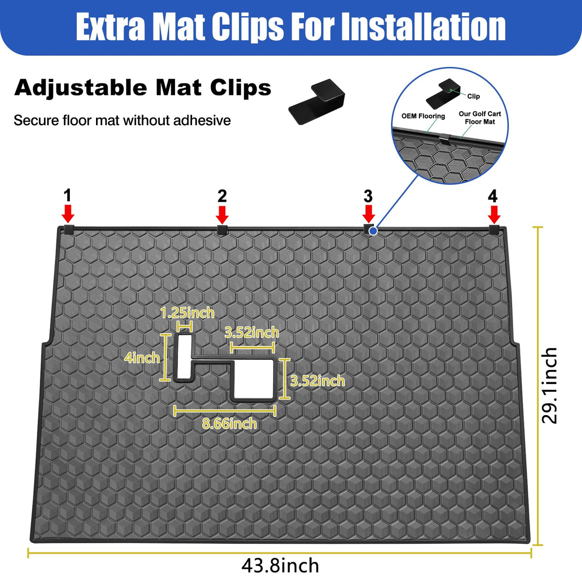 iLSKW golf cart mat is easy to remove and rinse clean.