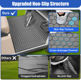 iLSKW golf cart mat full coverage design protects from dashboard to seat base.