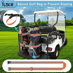 iLSKW bracket mounted on a golf cart with bag secured.