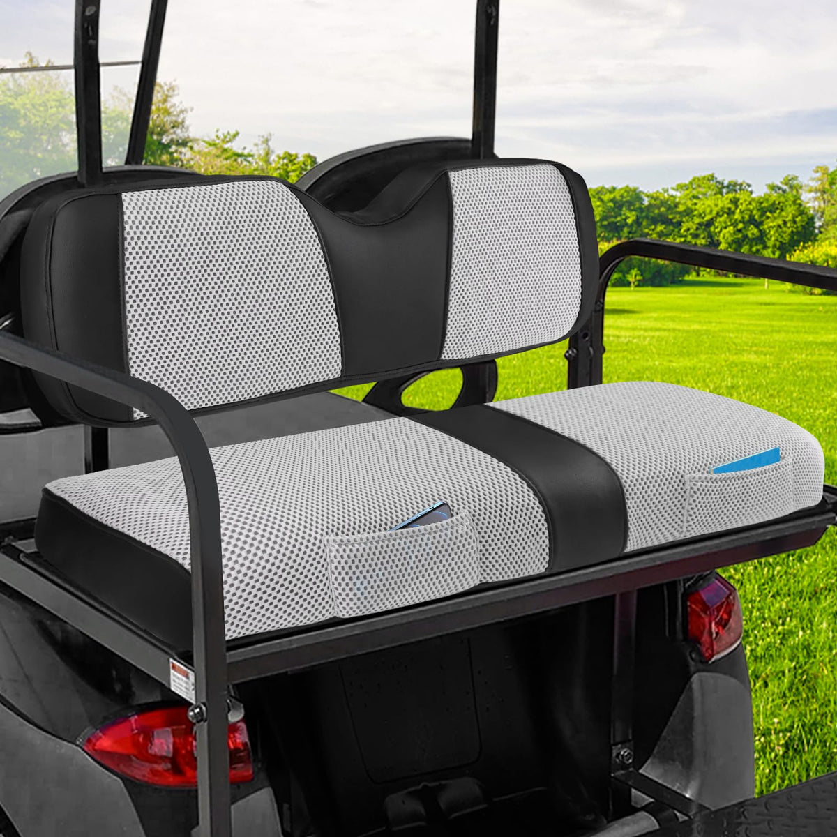 iLSKW rear seat cover for golf carts with breathable fabric and universal fit