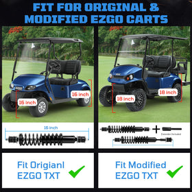 ilskw golf cart shocks rear view on EZGO TXT with lift enhances ride